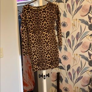 Long sleeve leopard print dress